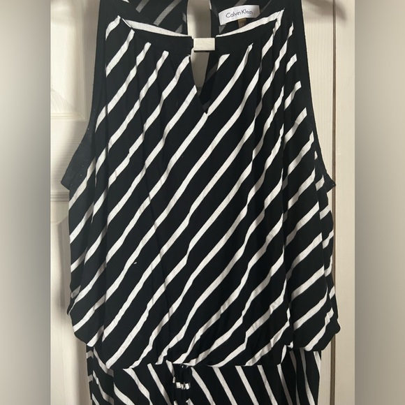 Calvin Klein Black & White Striped Maxi Dress SIZE-0X! - Picture 5 of 7